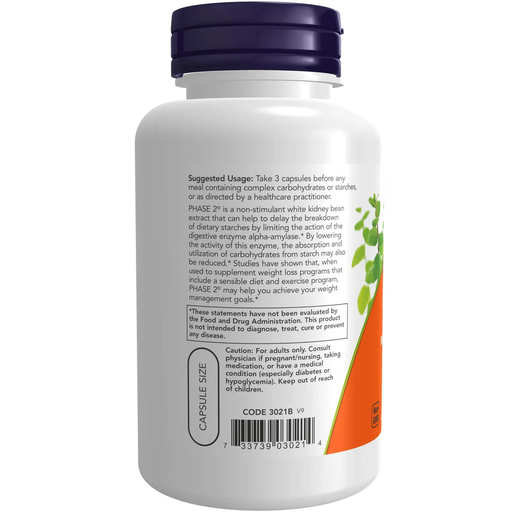 NOW Supplements, Phase 2® (White Kidney Bean Extract) 500 mg, Weight Management NOW Au supplements