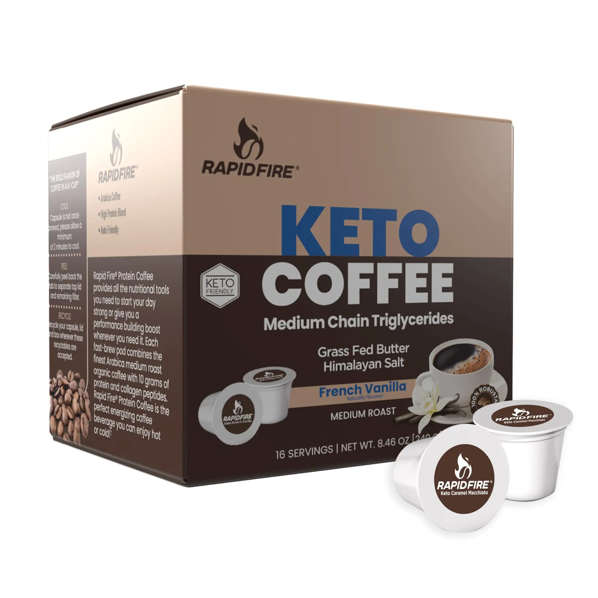 Rapidfire French Vanilla Ketogenic High Performance Keto Coffee Pods, Supports Energy Rapid Fire Au supplements