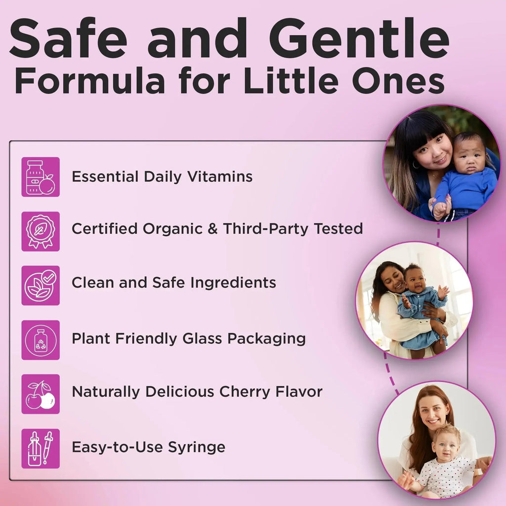 Wellements Organic Baby Multivitamin Drops (1 Fl Oz) - Cherry Flavor Liquid Multivitamins for Infants & Toddlers (2 Months+) Wellements Au supplements