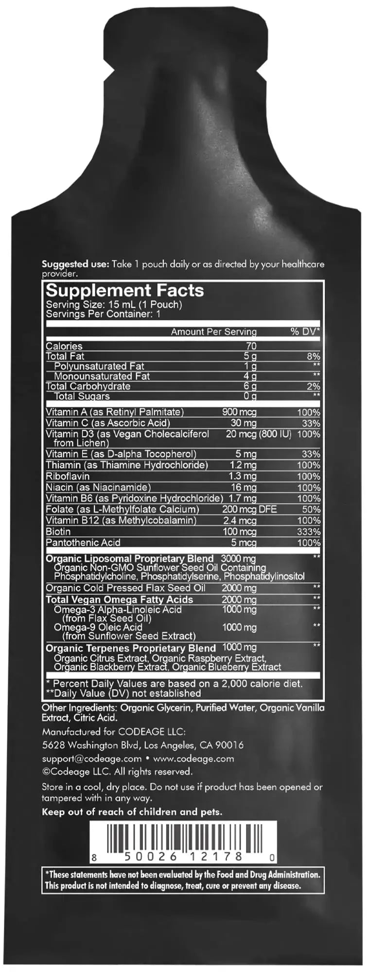 Codeage Daily Men Liquid Vitamins Supplement - Liposomal Multivitamin A, B, C, D, E, Biotin, Omega-3 & Omega-9 Codeage Au supplements