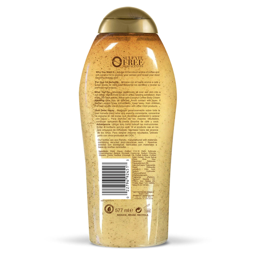 OGX Smoothing + Coconut Coffee Exfoliating Body Scrub with Arabica Coffee & Coconut Oil