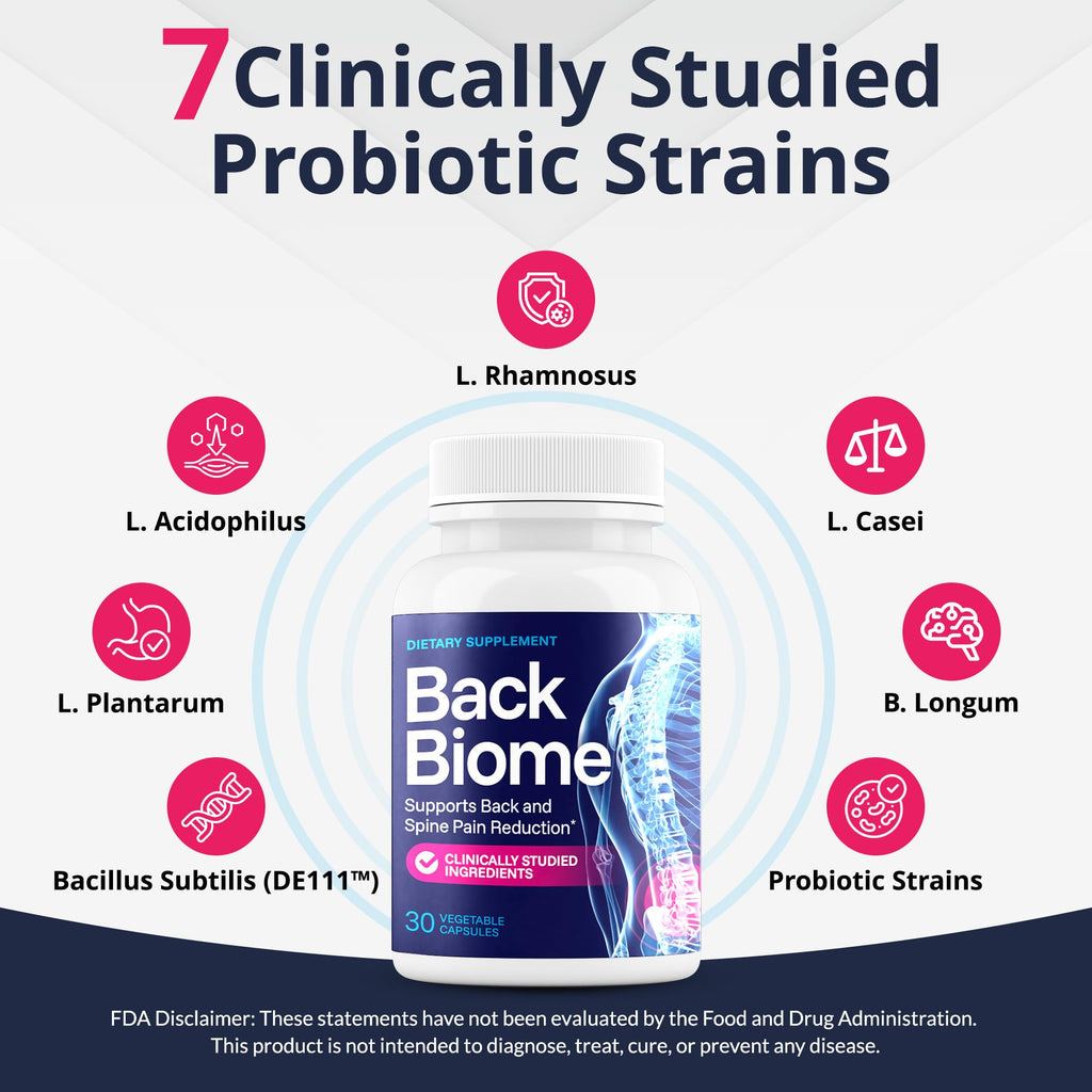 BackBiome – Advanced 7-Strain Probiotic Formula for Gut & Back Health – Supports Digestive Balance, Promotes Spinal Comfort – Non-GMO, Vegan, 30 Capsules BackBiome Au supplements