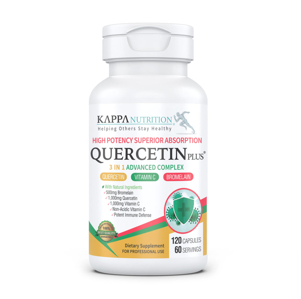 QUERCETIN PLUS, Quercetin 1,000mg, Bromelain 500mg and Vitamin C 1,000mg, (120 Capsules), 3 in 1 from Bioflavonoids, Supports Immune, Cardiovascular & Respiratory Health, Seasonal Allergy Relief. KAPPA NUTRITION Au supplements