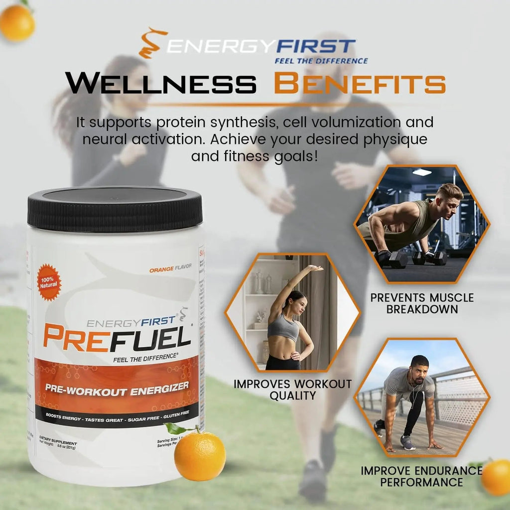 EnergyFirst Prefuel Pre-Workout Powder, Orange Flavor, Boost Energy, Creatine Monohydrate EnergyFirst Au supplements