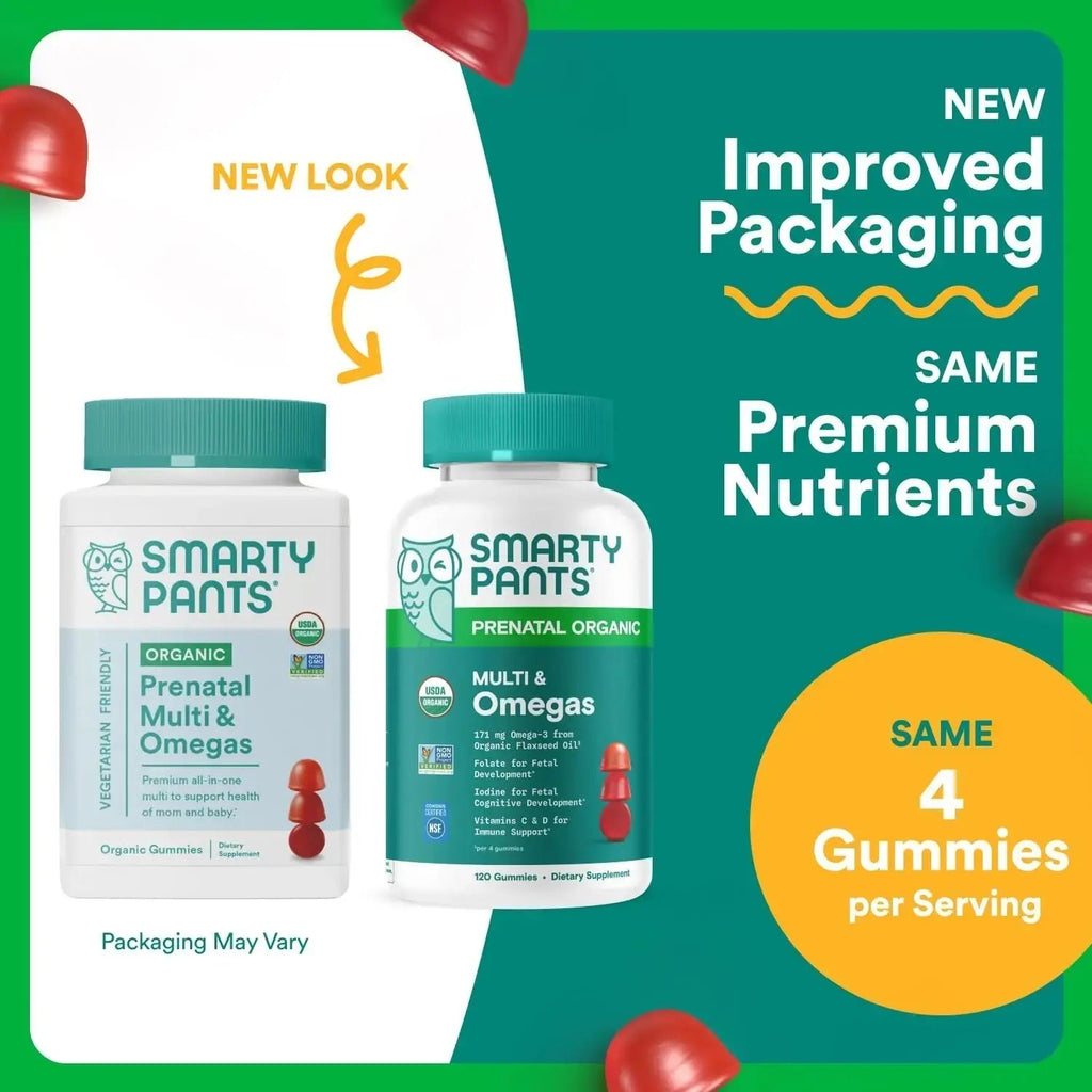 SmartyPants Organic Prenatal Vitamins for Women, Multivitamin Gummies: Biotin, Methylfolate, Omega 3 (ALA), Vitamin D3, C, Vitamin B12, B6, A, K2 & Zinc SmartyPants Au supplements