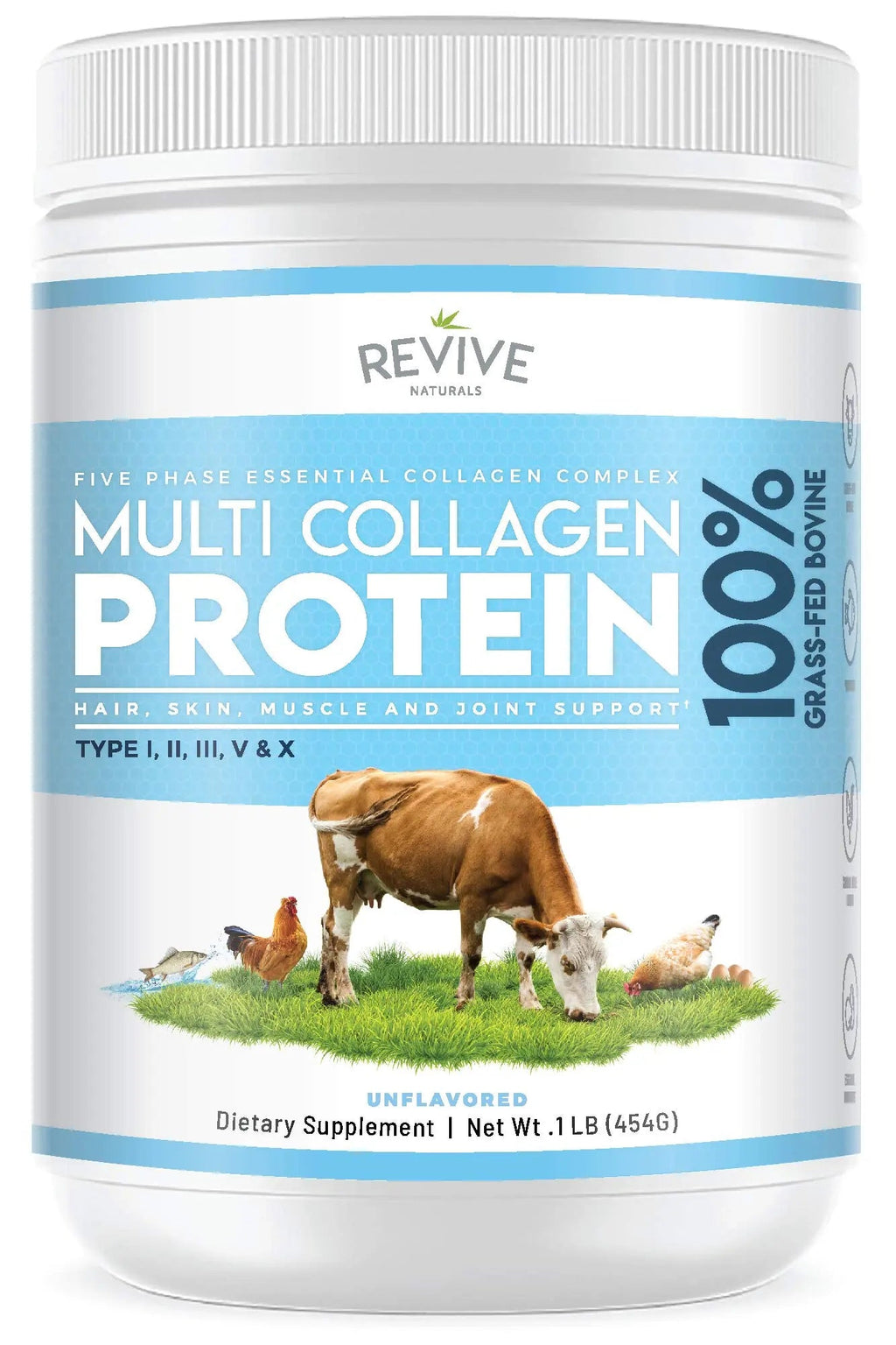 Revive Naturals Multi Collagen Hydrolyzed Protein Powder (16oz) - Types I, II, III, V & X Revive Naturals Au supplements