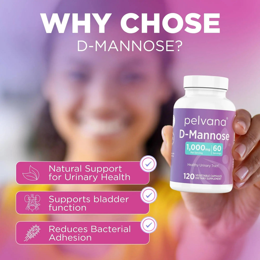 Pelvana D-Mannose 120 Capsules (500mg Each) – 1000mg per Serving – Assists & Maintains Healthy Urinary Tract, Flushes Impurities, Pure Ingredients, Gluten-Free – Third-Party Lab Tested, Made in USA Pelvana Au supplements