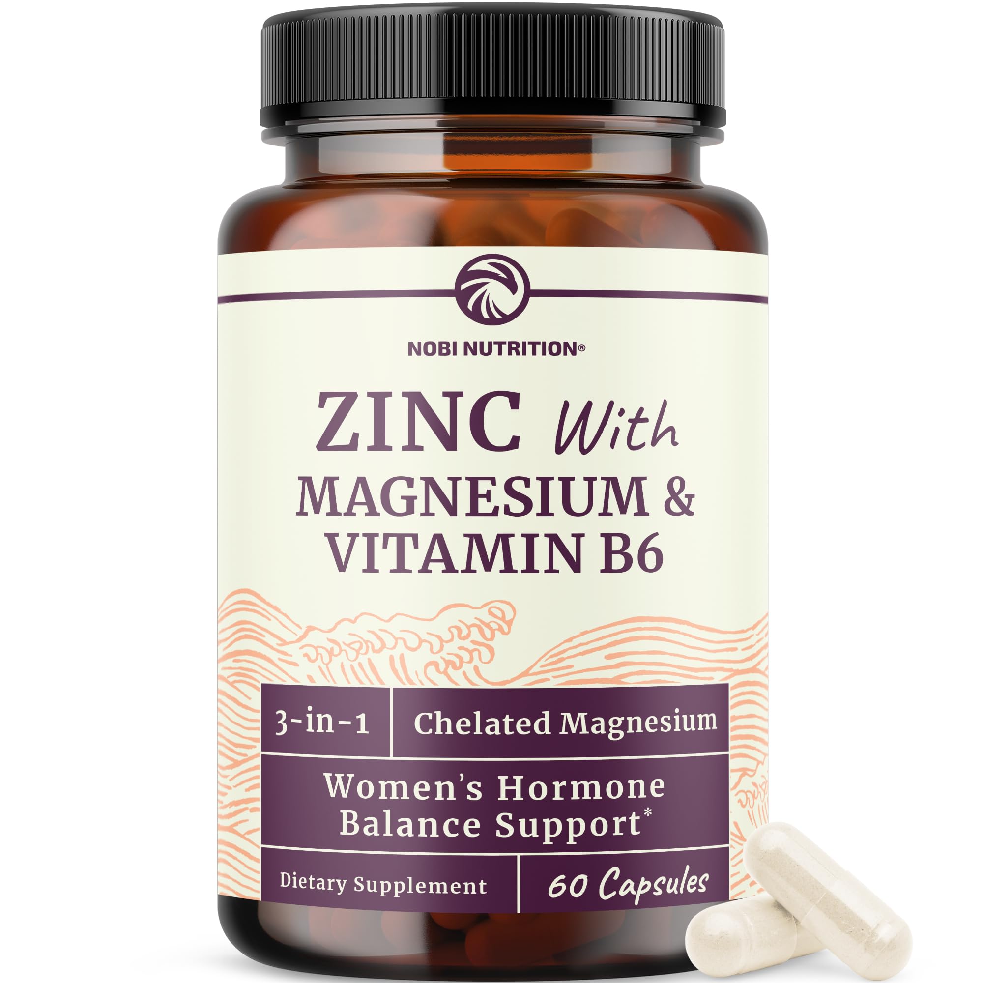 Zinc and Magnesium Supplement with Vitamin B6 | Women’s Hormone Balance, Menstrual Cycle & Immune Support | High Absorption Chelated Magnesium Glycinate with Zinc Picolinate and VIT B6 | 60 Ct Nobi Nutrition Au supplements