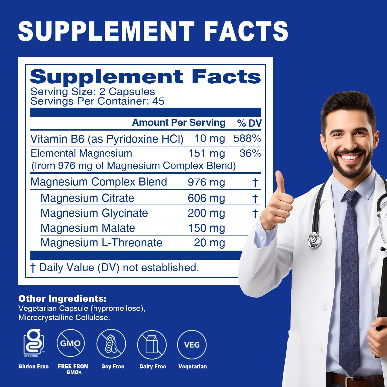 Magnesium Complex Capsule 5 in 1 Magnesium Supplement from Magnesium Glycinate, Citrate, Malate, L-Threonate & Vitamin B6, High Absorption Magnesium Supplement, Non-GMO, Vegan Sound Health Plus Au supplements