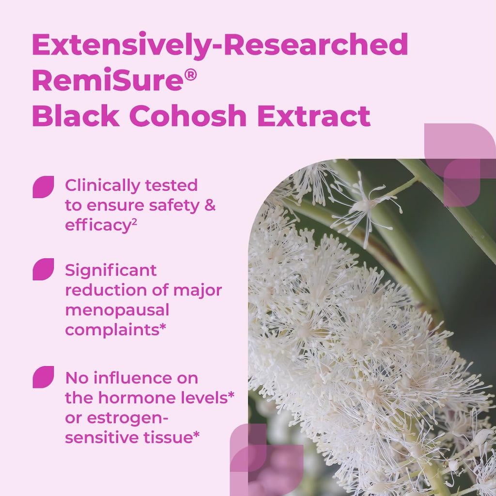 Remifemin Menopause Symptoms Relief - Clinically Proven Ingredients - Menopause Supplements - Black Cohosh - Estrogen-Free - Made in Germany - 60 Tablets Remifemin Au supplements