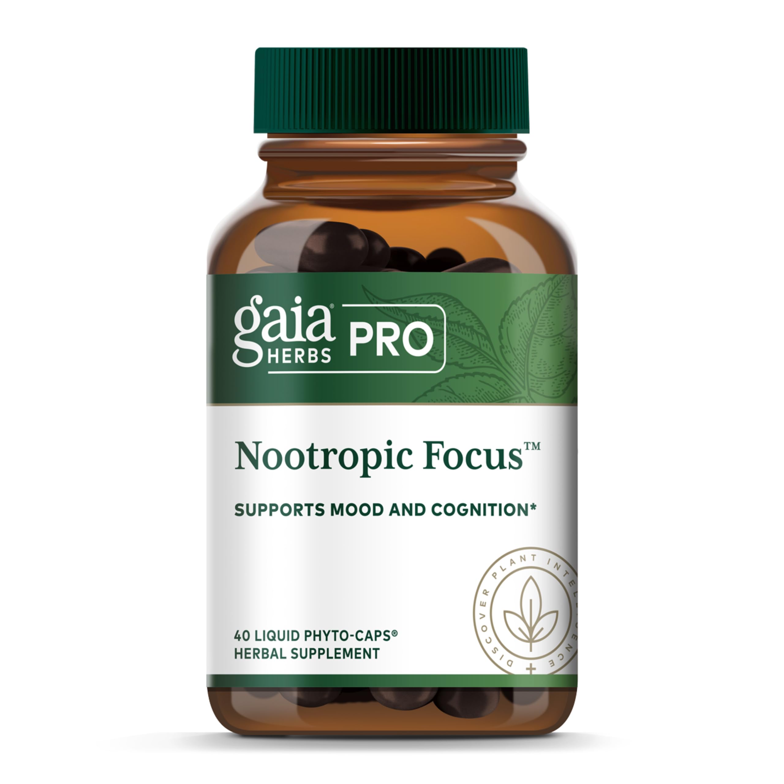 GAIA HERBS PRO Nootropic Focus - Brain Health Support Supplement* - Nootropic Supplement with Saffron, Ginkgo Leaf Extract & Lemon Balm - Vegan, Gluten-Free - 40 Liquid Phyto-Caps (20 Servings) Gaia Herbs PRO Au supplements