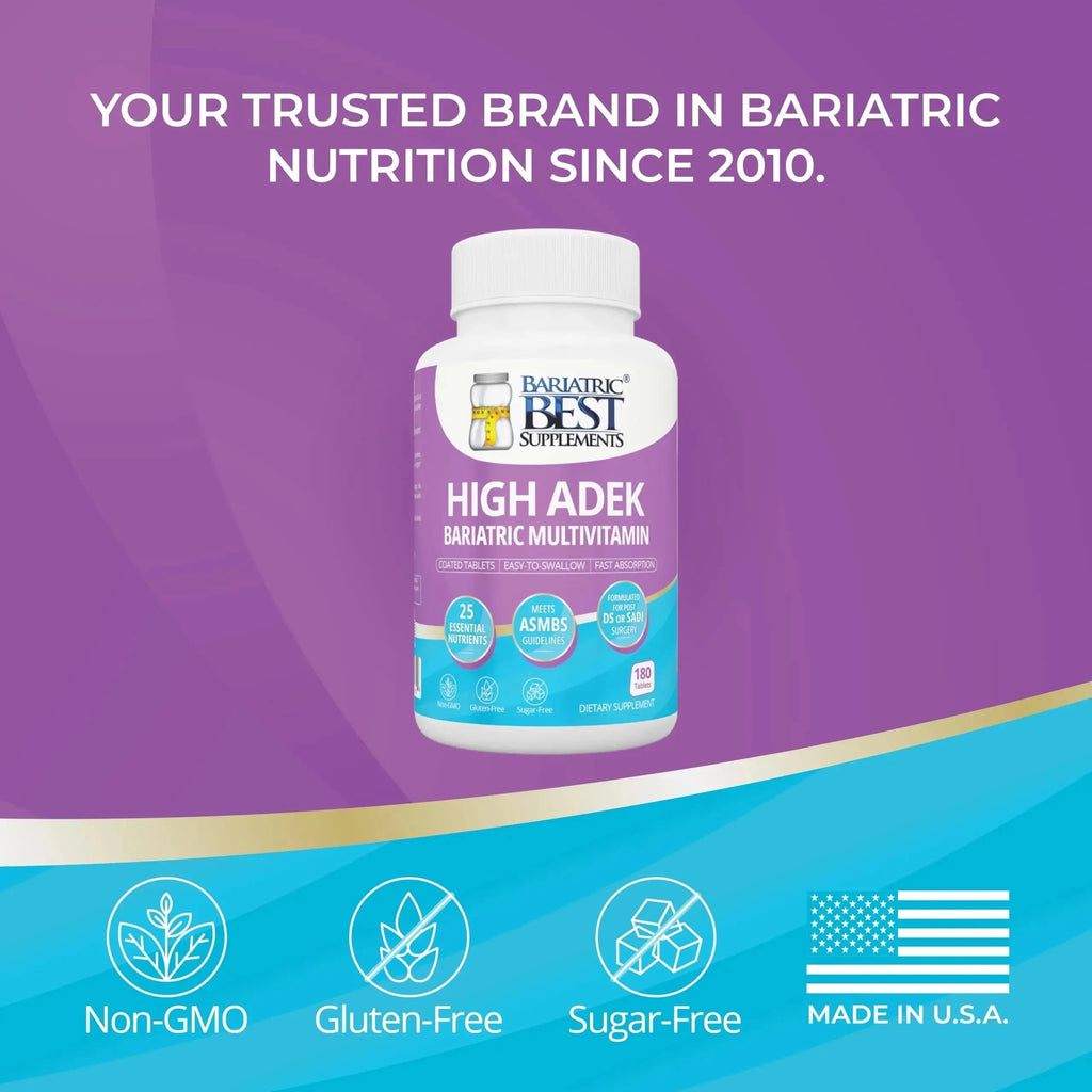 High A D E K Bariatric Multivitamin for Post DS/SADI Surgery, 25 Essential Nutrients for Post-Weight Loss Surgery, 180 Tablets Bariatric Best Supplements Au supplements