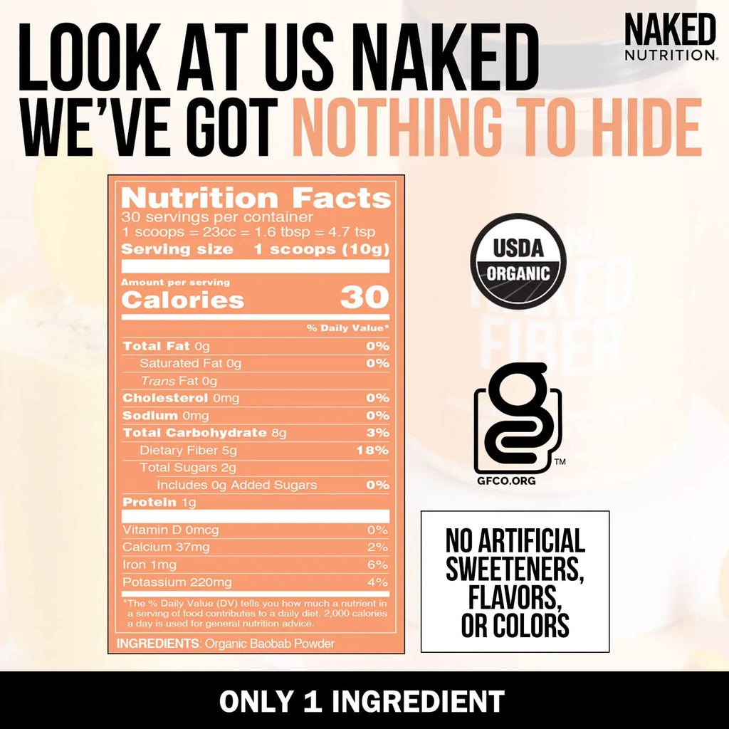 Naked Nutrition Naked Fiber Organic Baobab Powder Fiber Supplement Naked Nutrition Au supplements