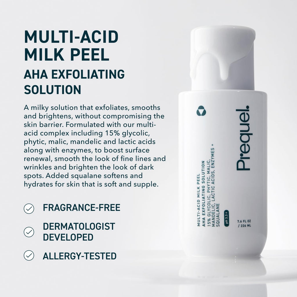 Prequel Skin Multi-Acid Milk Peel, Professional Exfoliating Solution. 15% Glycolic Acid Face Peel with Lactic Acid and Enzymes