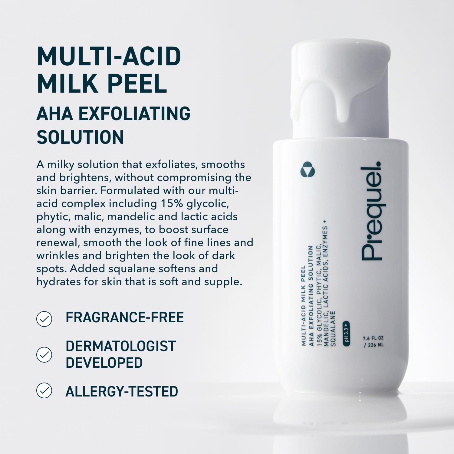 Prequel Skin Multi-Acid Milk Peel, Professional Exfoliating Solution. 15% Glycolic Acid Face Peel with Lactic Acid and Enzymes