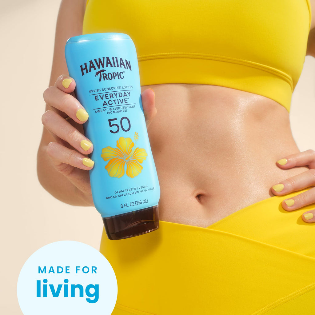 Hawaiian Tropic Everyday Active Sunscreen Lotion, SPF 50 Sunblock, 8 Fl Oz