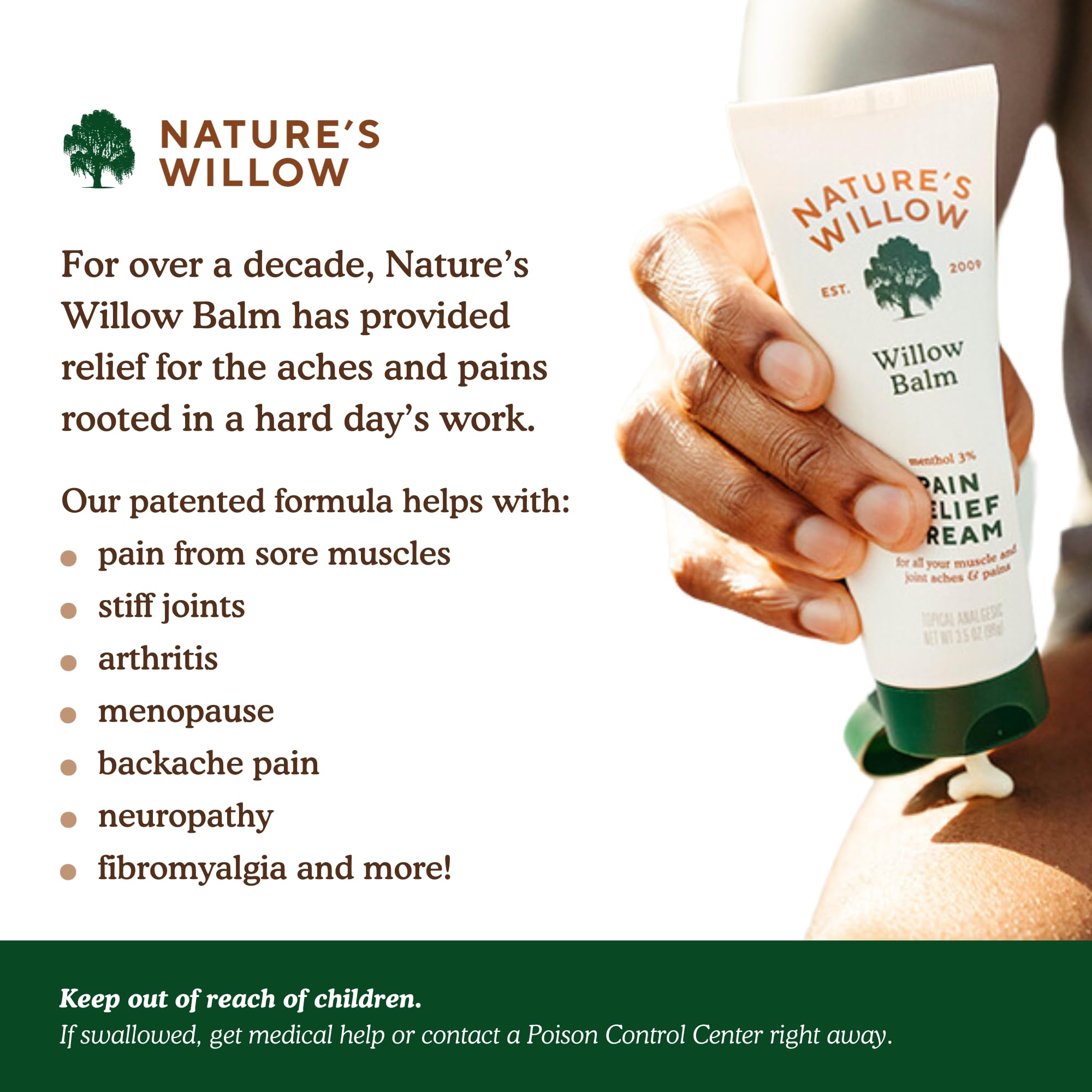 Nature's Willow Willow Balm Natural Pain Relief Cream for Muscles & Joints | Fast-Acting with Willow Bark & Menthol | Free from Artificial Fragrances & Dyes | 6-Pack | 3.5 fl oz Nature's Willow Au supplements