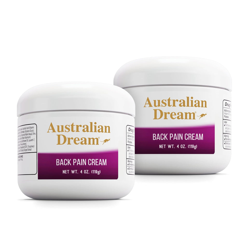 Australian Dream Back Pain Cream - Soothing, Non-Greasy Muscle Pain Relief Cream - Good for Neck, Back, Body, or Muscle Aches - 4 oz Jars (2 Pack) Australian Dream Au supplements