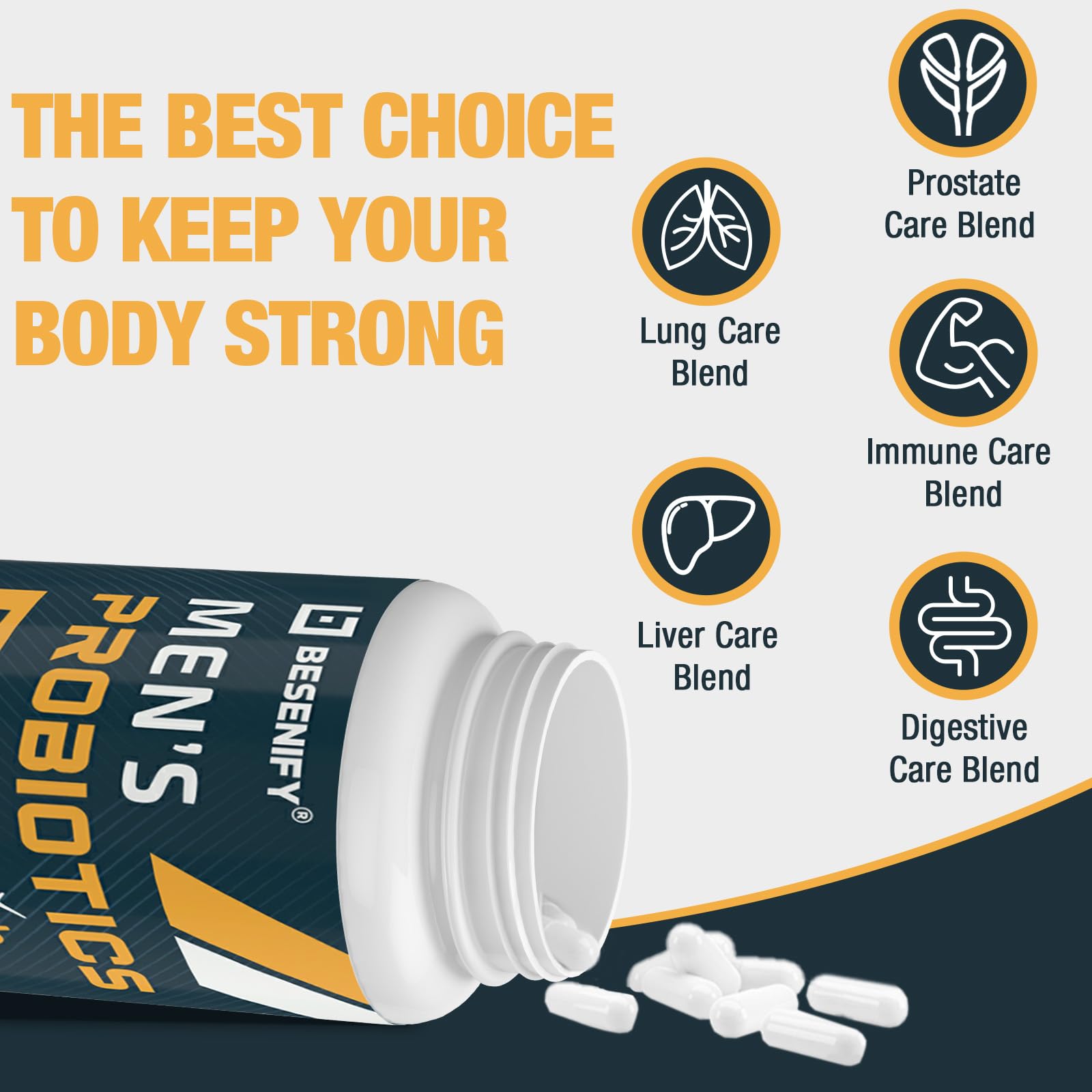 Probiotics for Men, 500 Billion CFUs & 12 Strains, Men's Probiotic with Turmeric, Cranberry, Goji - Probiotics for Digestive Health, Immune, Stomach,
