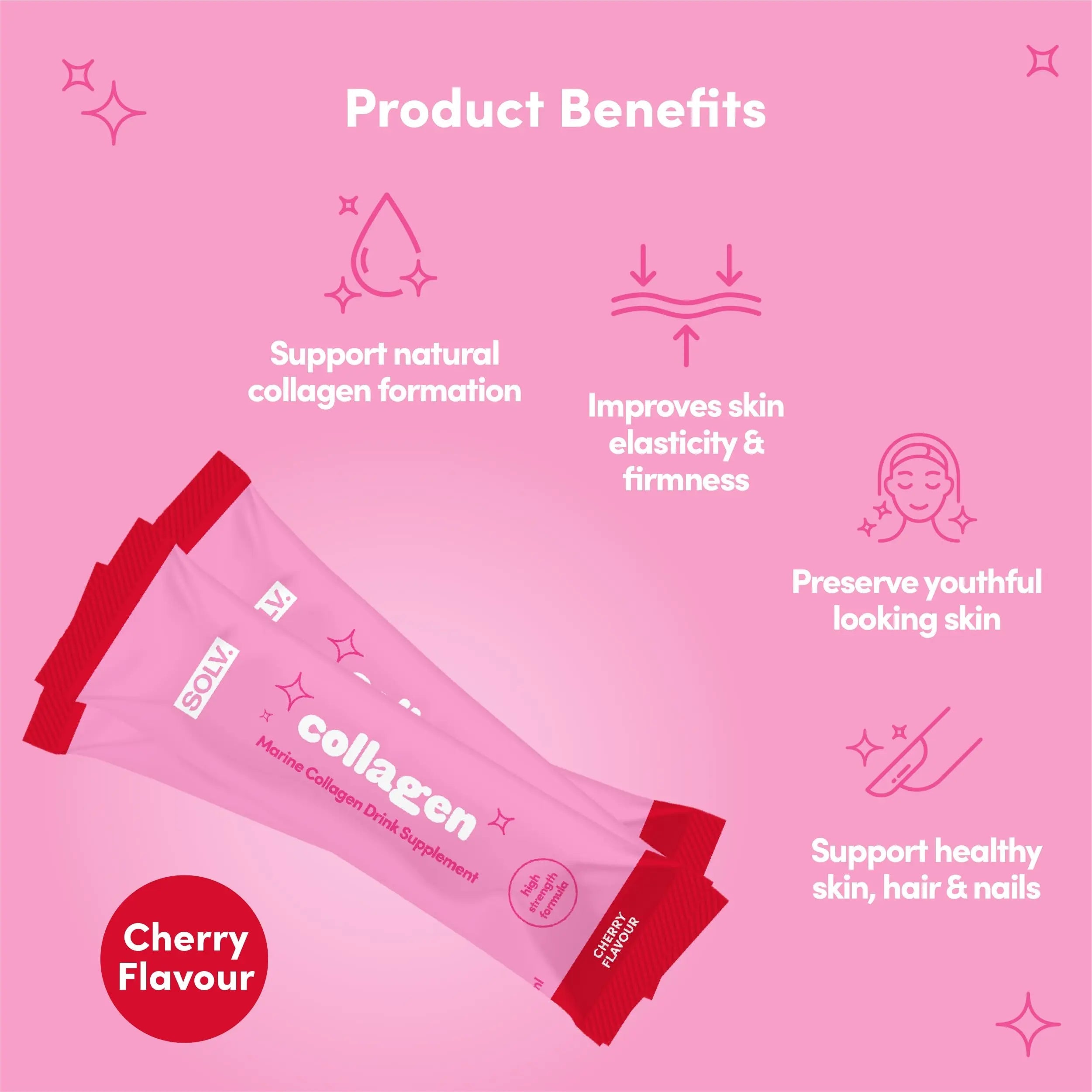 Solv Liquid 8000mg Marine Collagen Peptide Beauty Supplement Gel 14x15ml Sachets High Strength Great Tasting VIT C Biotin SOLV Au supplements