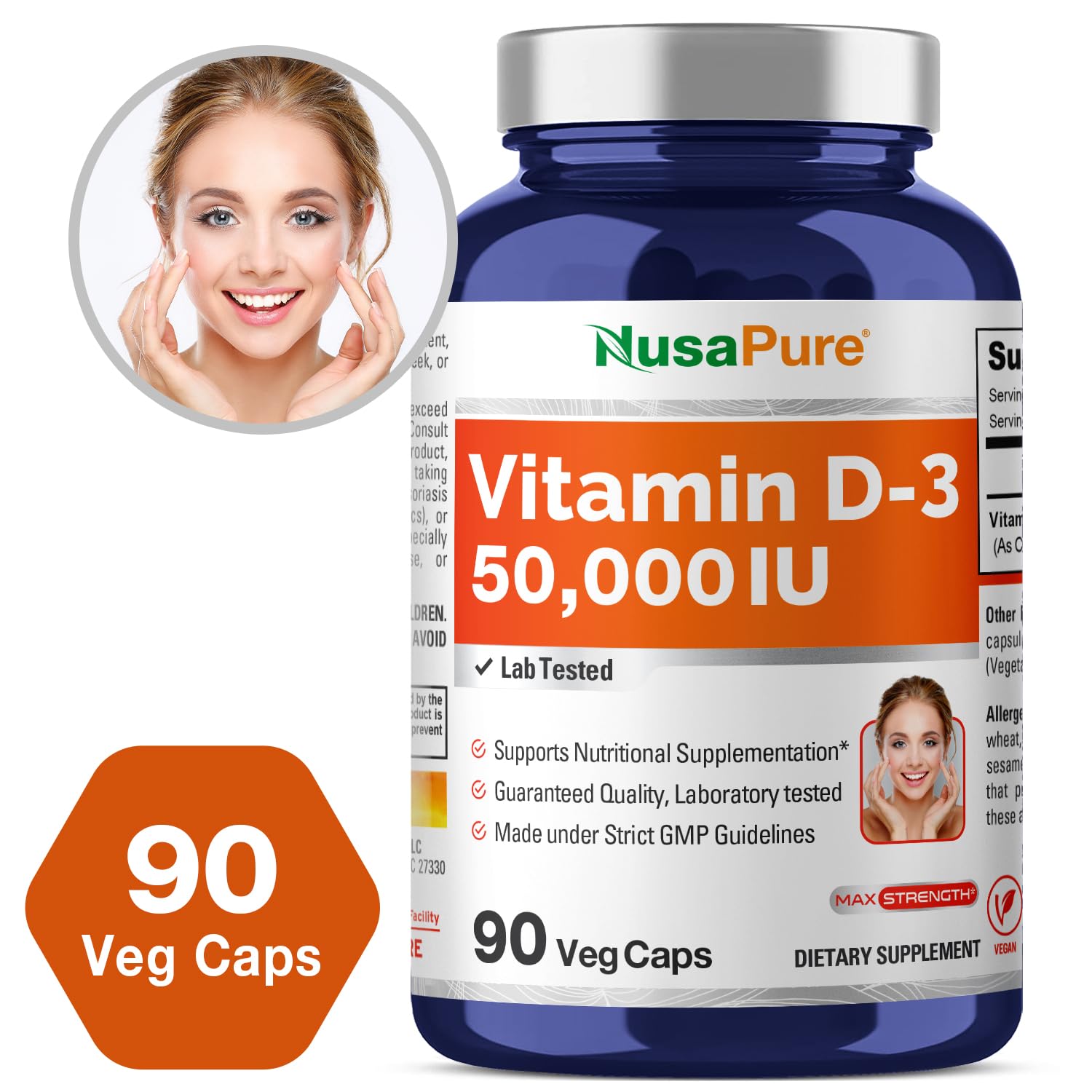 NusaPure Vitamin D3 50,000 IU 90 Veggie Capsules (Non-GMO & Vegan) NusaPure Au supplements