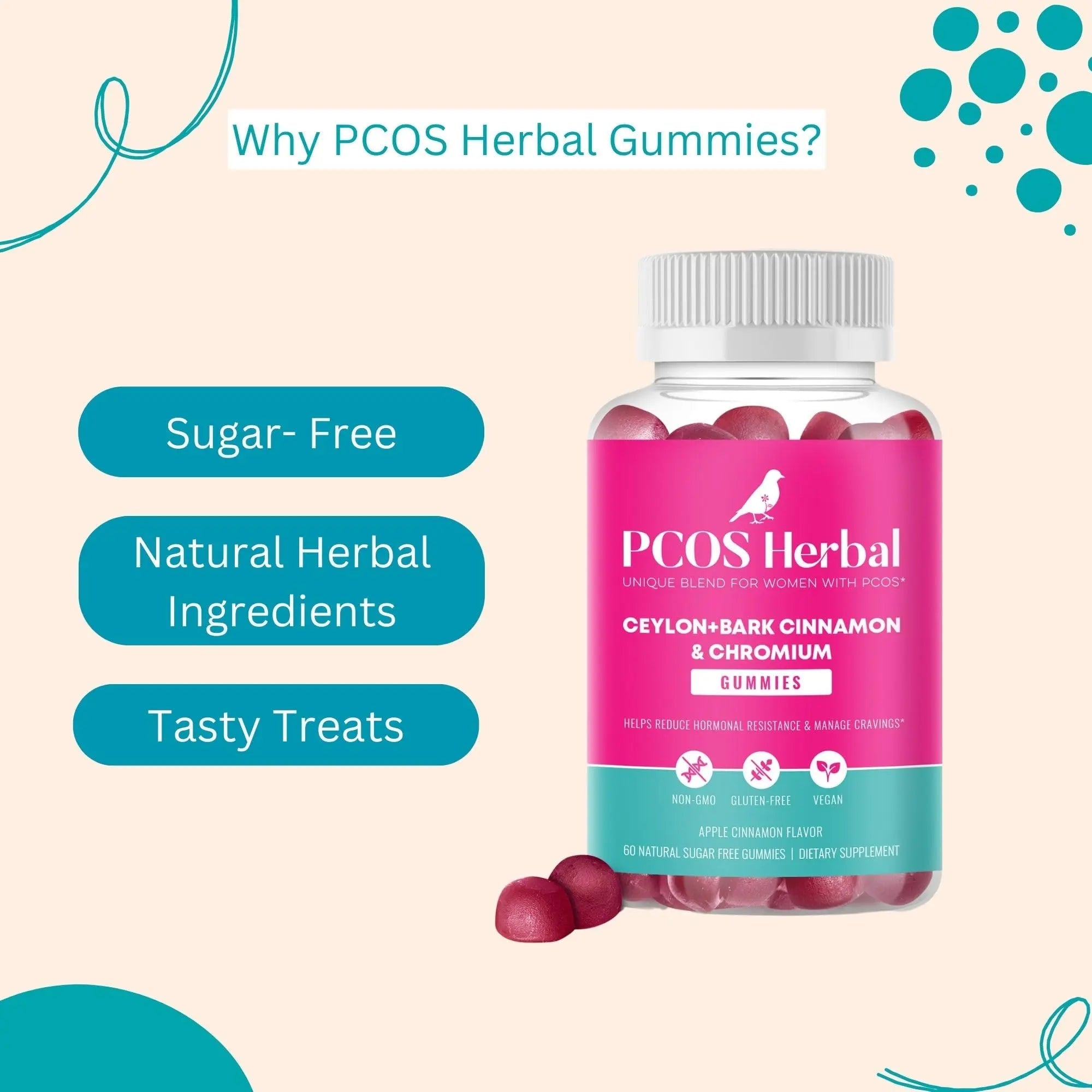 PCOS Herbal Gummies: Manage Cravings and Hormonal Balance; Cinnamon Complex PCOS Herbal Tea Au supplements
