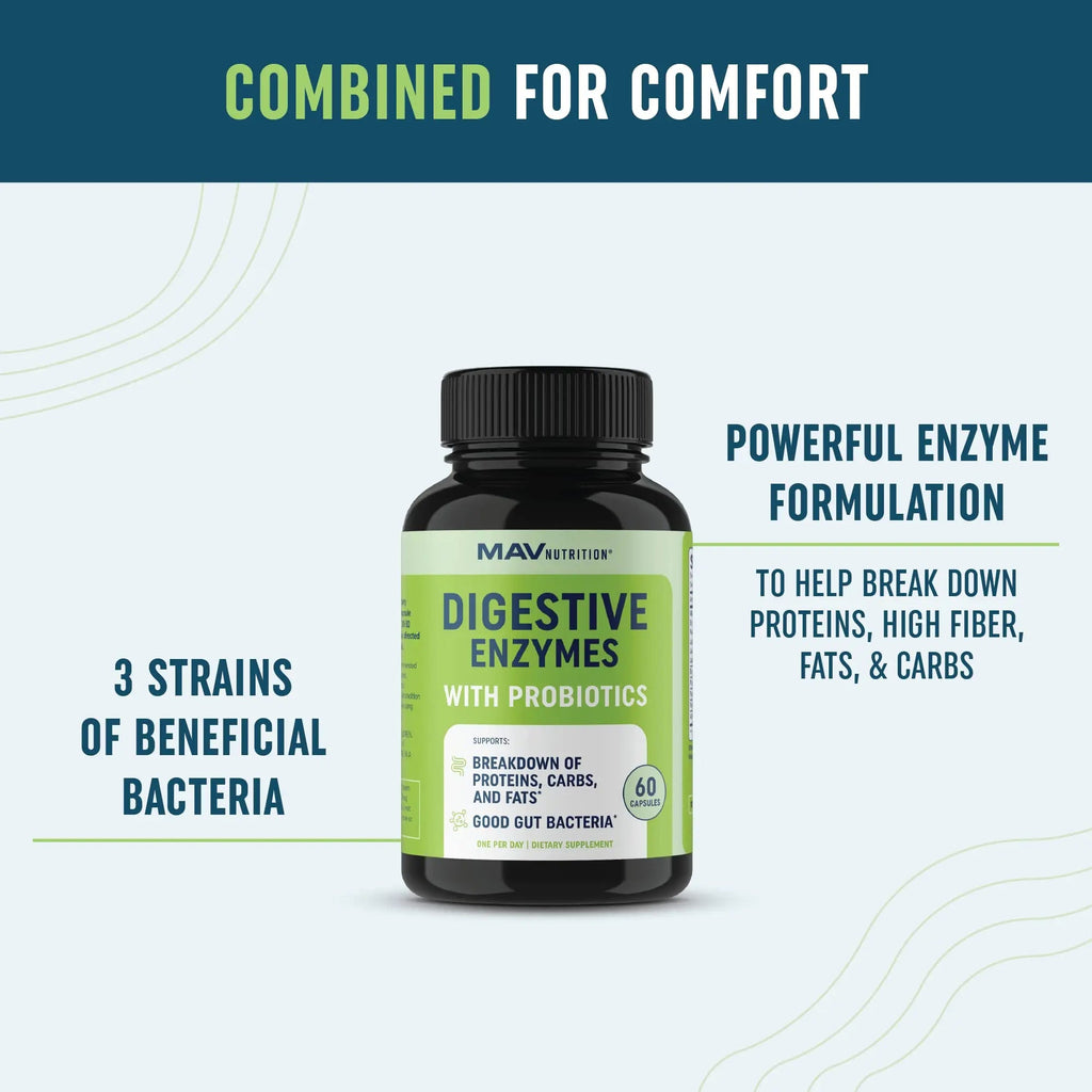 Digestive Enzymes with Probiotics for Bloating Relief & Digestive Health MAV NUTRITION Au supplements