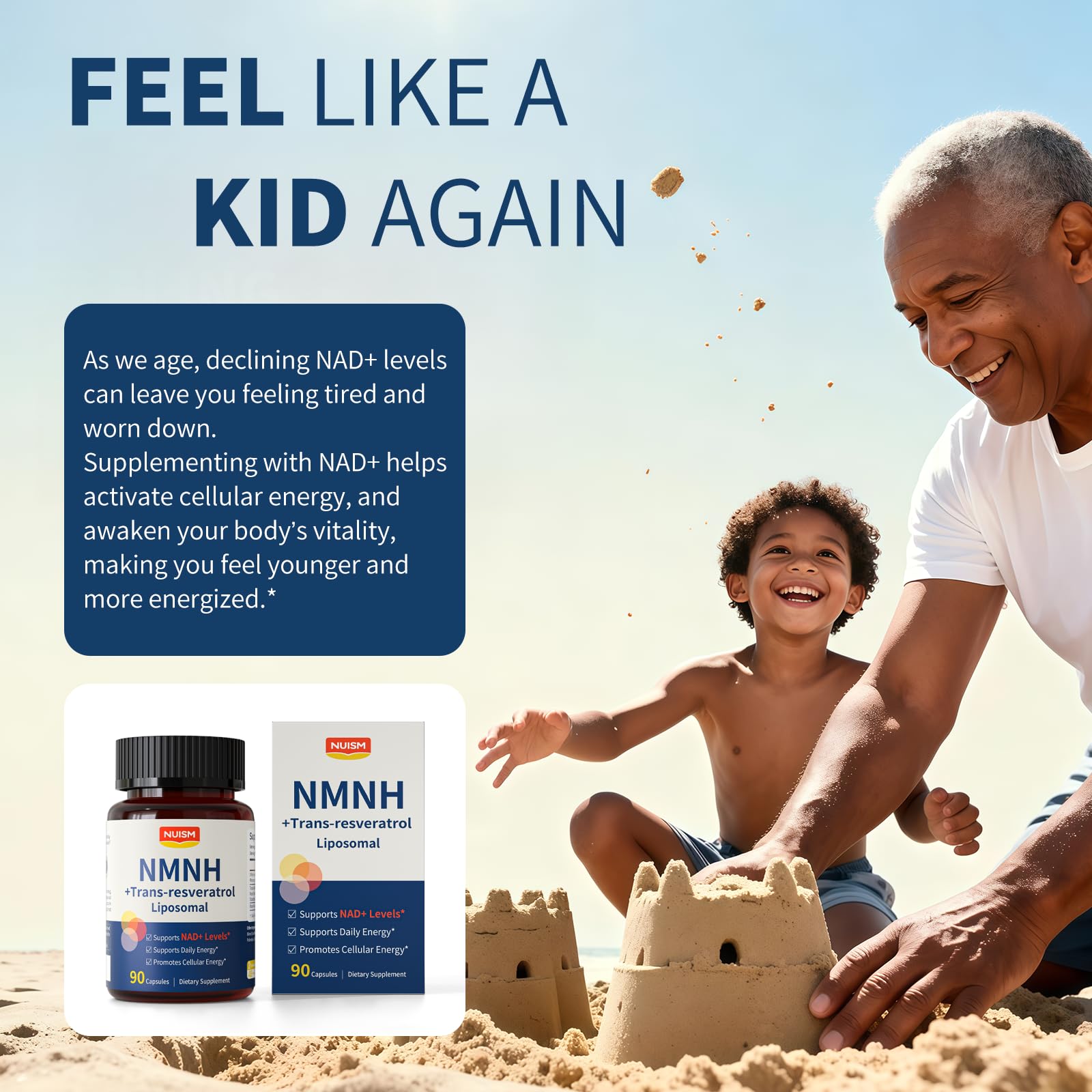 NUISM NMNH NAD+ Supplement, Liposomal 600mg NMN NAD+ and Resveratrol Complex for Cellular Energy, Healthy Aging & Metabolic Support, 90 Capsules NUISM Au supplements