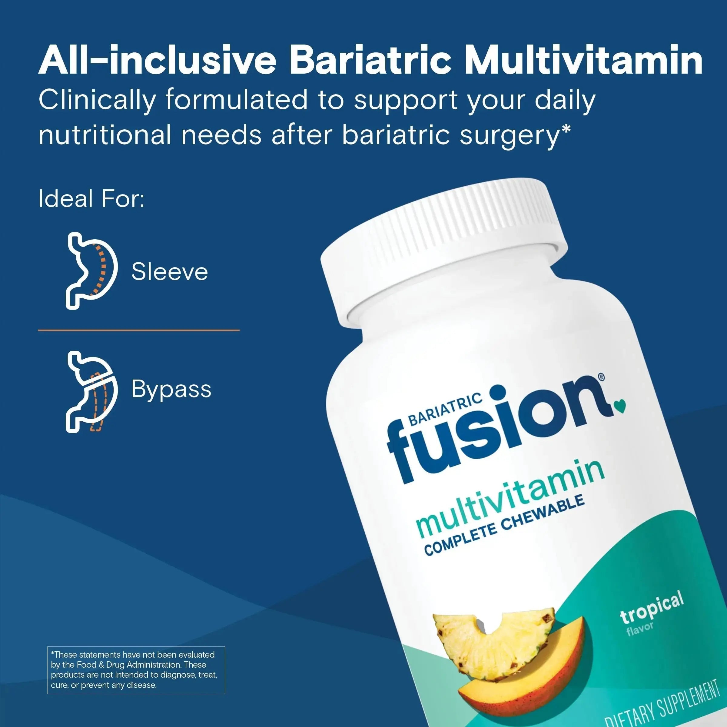 Bariatric Fusion Bariatric Multivitamin with Iron Complete Chewable | Tropical Flavor | Post Bariatric Vitamins Bariatric Fusion Au supplements