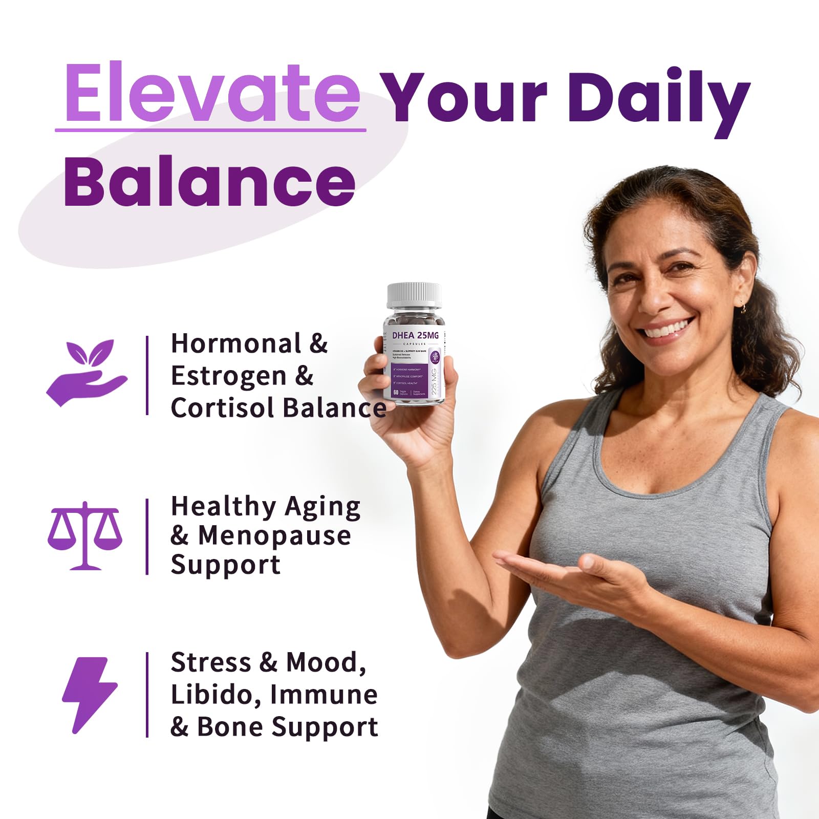 Women's DHEA 25mg Supplement with Vitamin D3 & Slippery Elm – Daily Hormone Support for Energy, Mood, Immune & Healthy Aging – Gentle Balance Formula, Vegan Capsules, 60 Count iMATCHME Au supplements