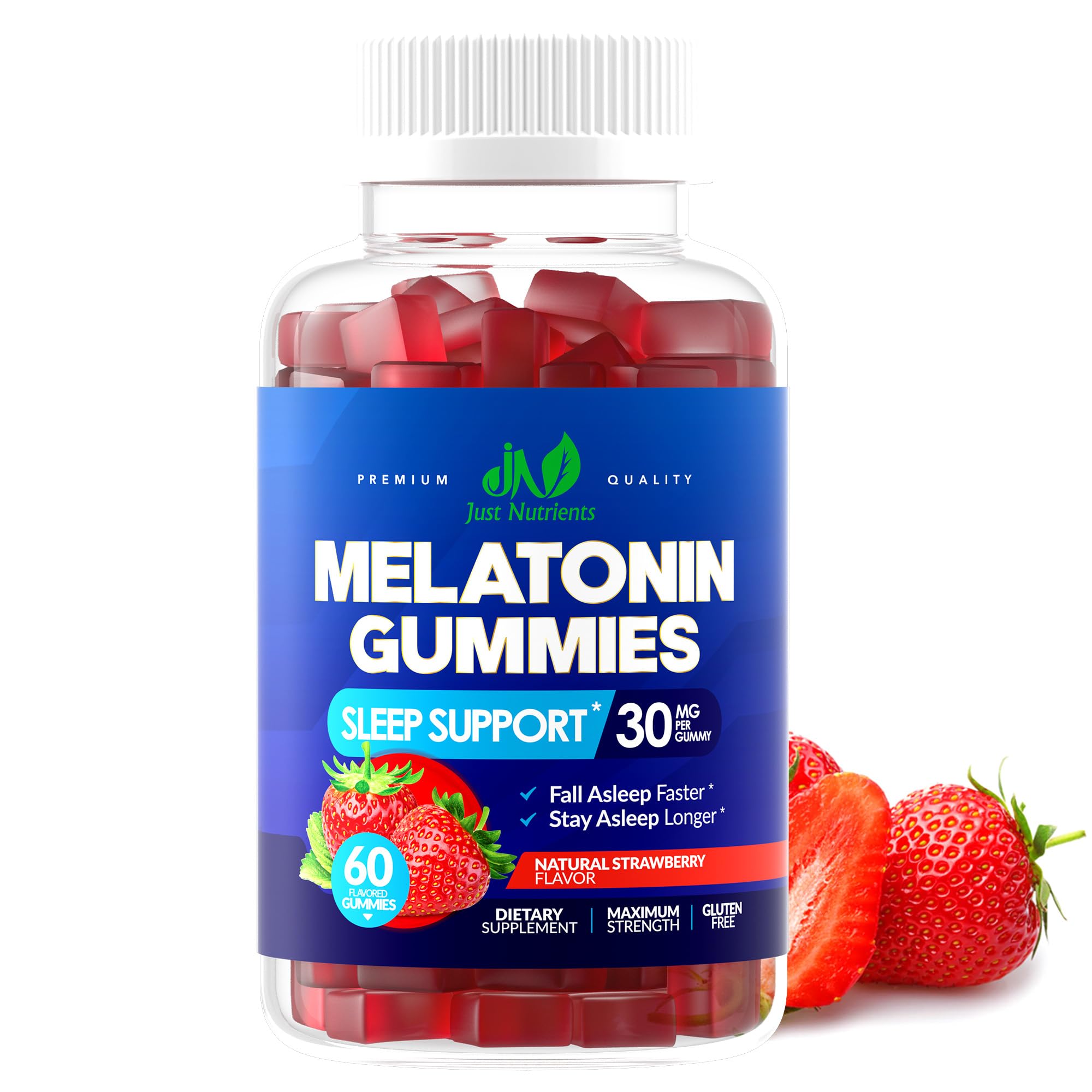 Melatonin 30mg Gummies for Adults (60 Servings) - Maximum Strength Sleep Support with 30mg of Melatonin Per Gummy - Gluten-Free, Sugar-Free, Non-GMO, 100% Vegetarian,