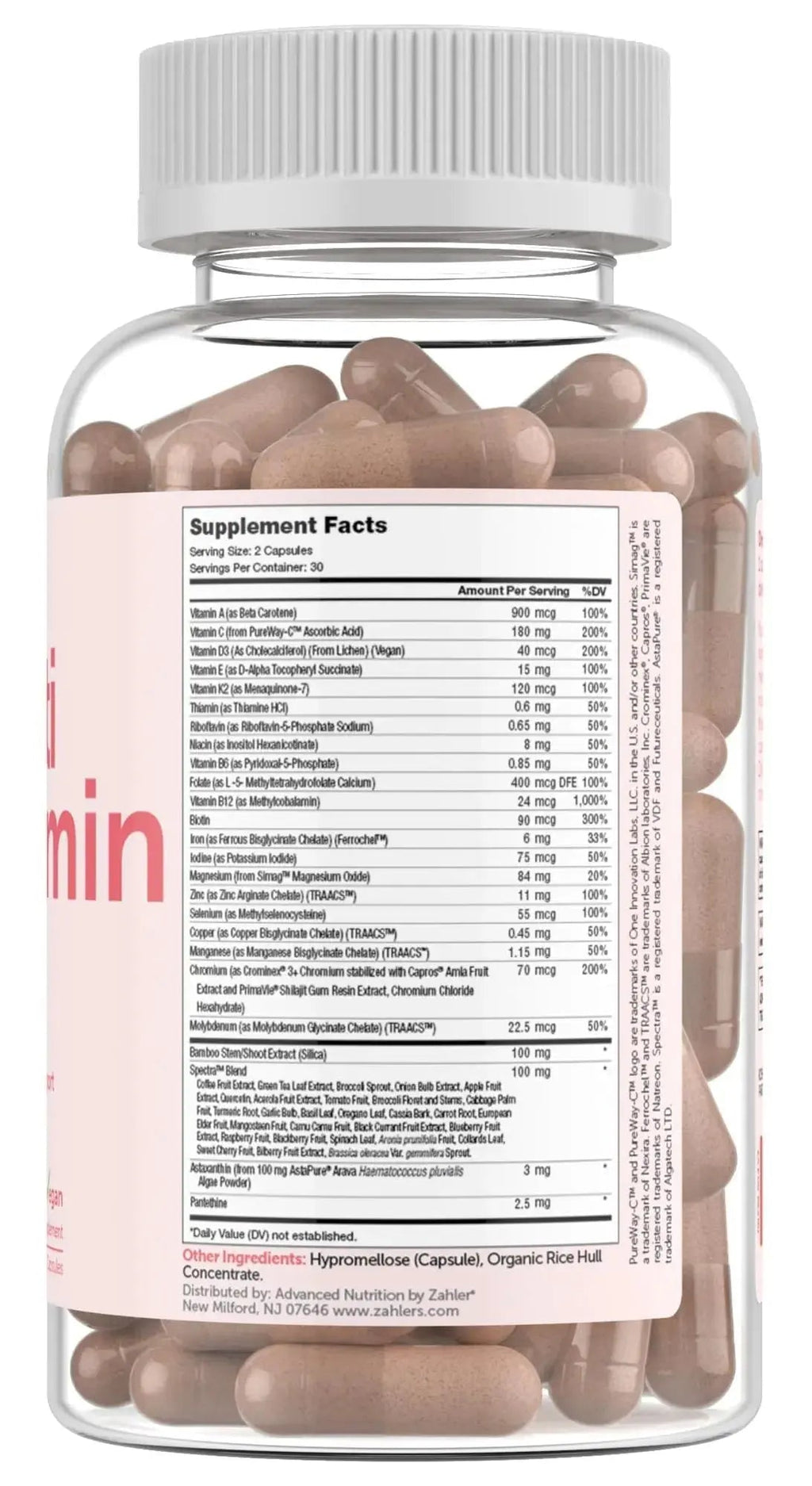 Zahler Multivitamin Beauty + Skin Hair and Nails Support, Multivitamin for Women and Men with Iron, Certified Kosher, 60 Capsules Zahler Au supplements