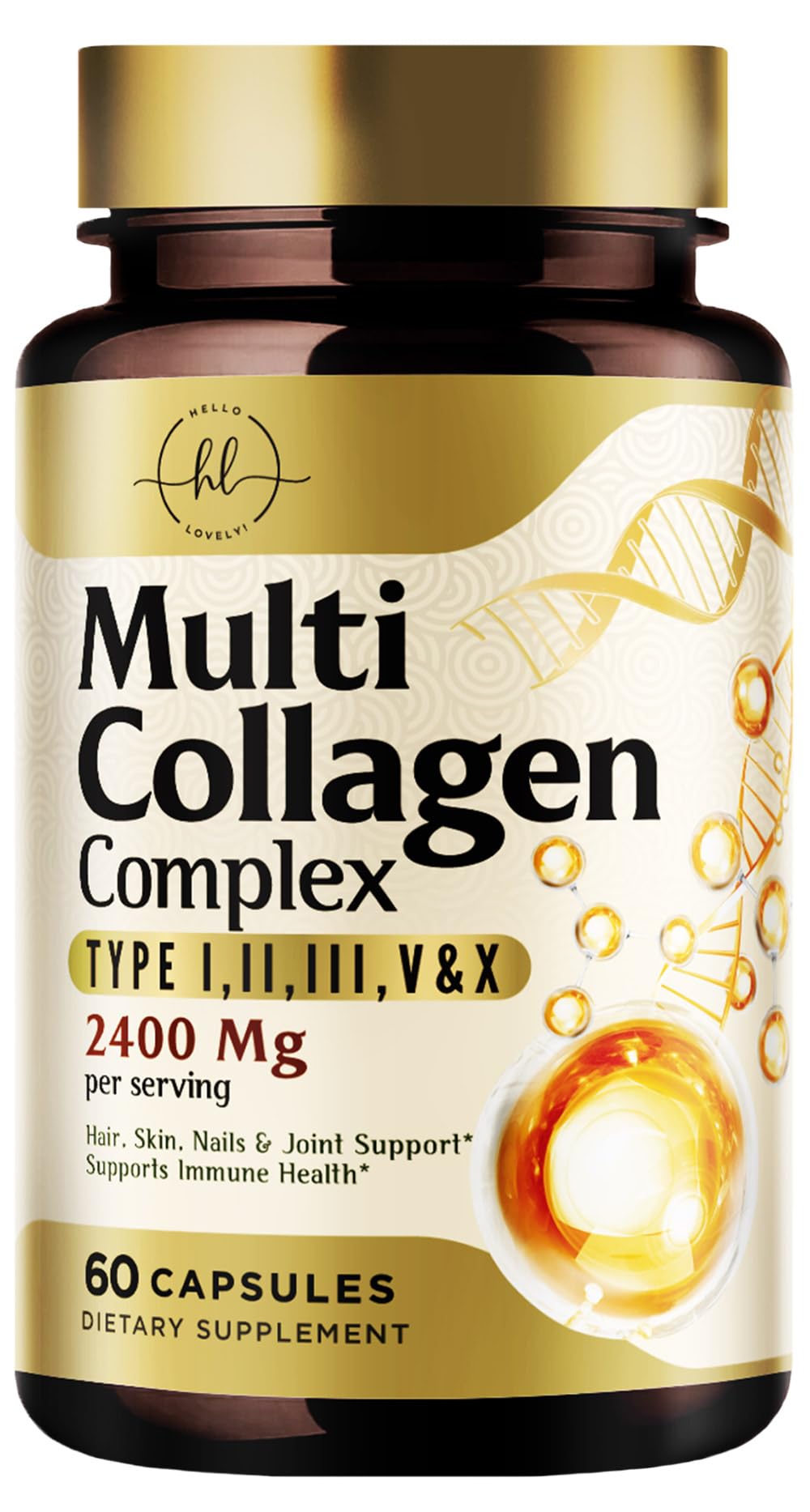 Multi Collagen Peptides for Women & Men - 2400mg per Serving - Best Hydrolyzed Collagen Complex with Type I, II, III, V, X - Hair, Skin, Nails & Joint Support