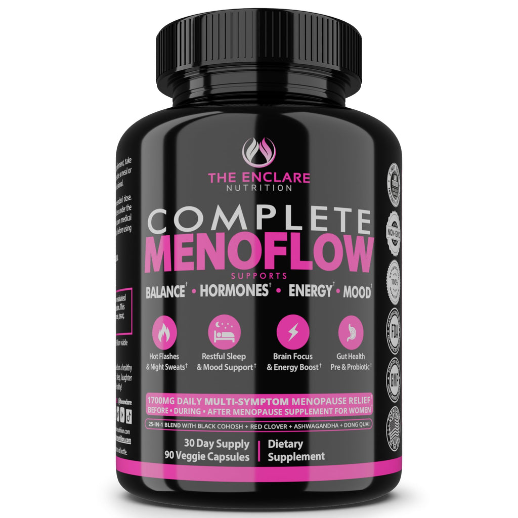 Menopause Supplement for Women – Complete MenoFlow 1700mg Daily Multi-Symptom Support, Hot Flash Relief, Hormone Balance, Mood & Energy, with Black Cohosh, Red Clover & Ashwagandha – 90 Veggie Caps THE ENCLARE NUTRITION Au supplements