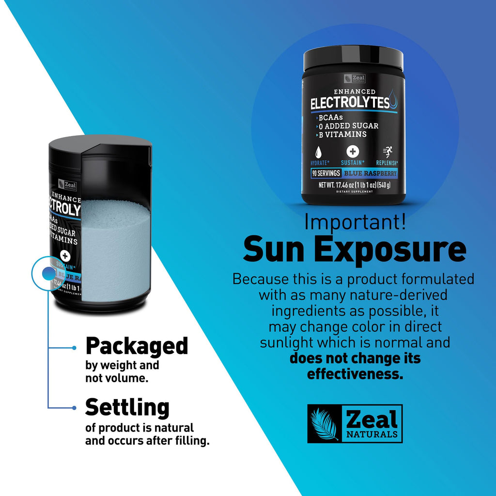 Zeal Electrolyte Powder - 90 Servings | Keto Electrolytes Powder | Zero Sugar, BCAAs, B-Vitamins | Potassium, Zinc, Magnesium