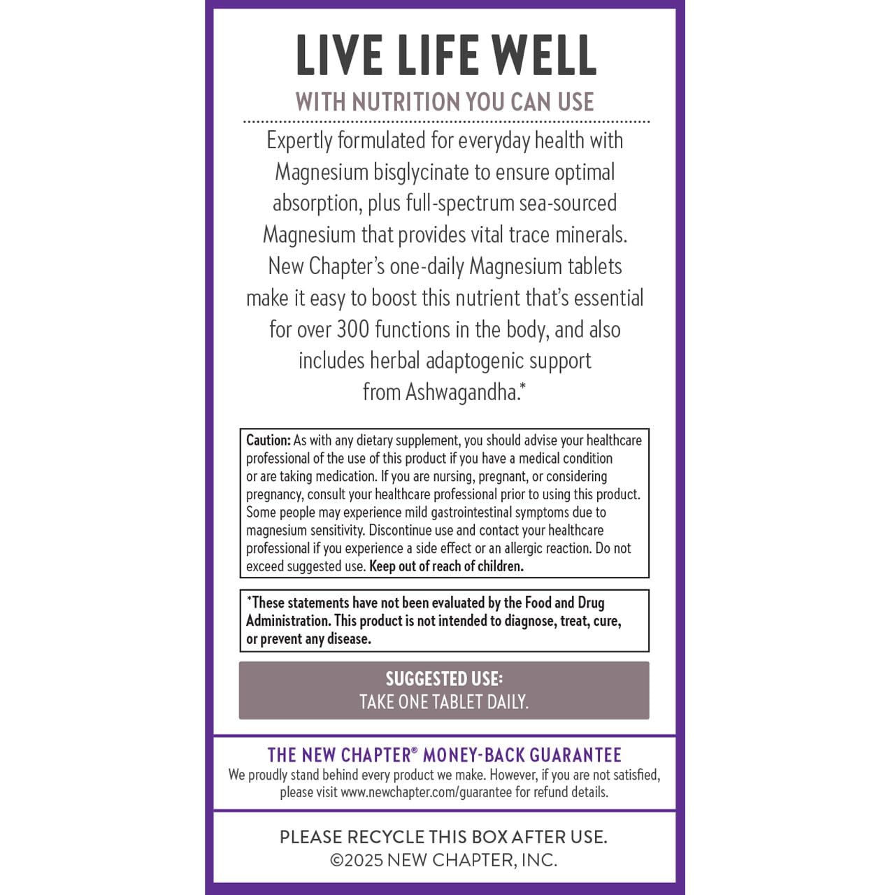 New Chapter Magnesium + Ashwagandha Supplement, 325 mg with Magnesium Glycinate for Muscle Relaxation & Recovery, Heart, Nerve & Bone Health, 2.5X Absorption