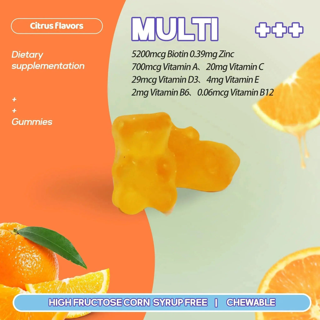 Faroromy Multivitamin Gummies for Adult 5200mcg Biotin, Citrus Flavored Daily Multivitamins with Vitamins A, C, D3, E, B6 and B12 Faroromy Au supplements