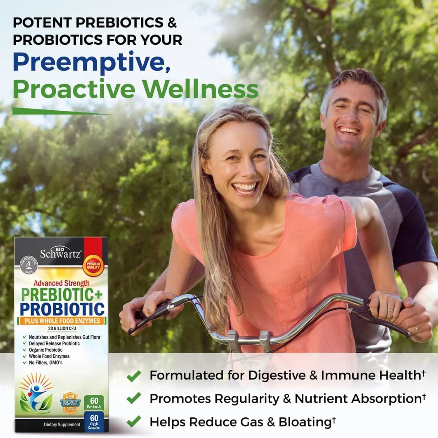 Prebiotics and Probiotic with Whole Food Enzymes for Adults Women & Men BioSchwartz Au supplements