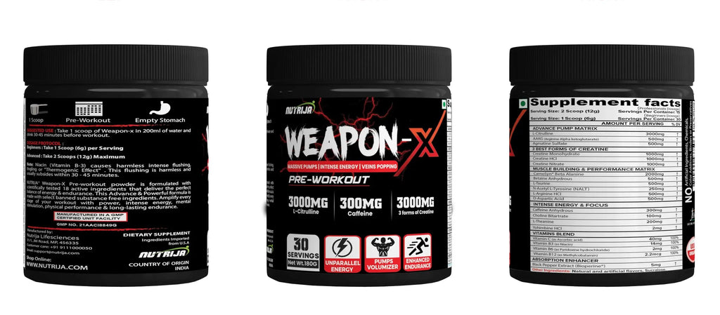 NutriJa Weapon-X Pre-Workout Powder with 21 Active Ingredients - 3 Best Forms of Creatine NutriJa Au supplements
