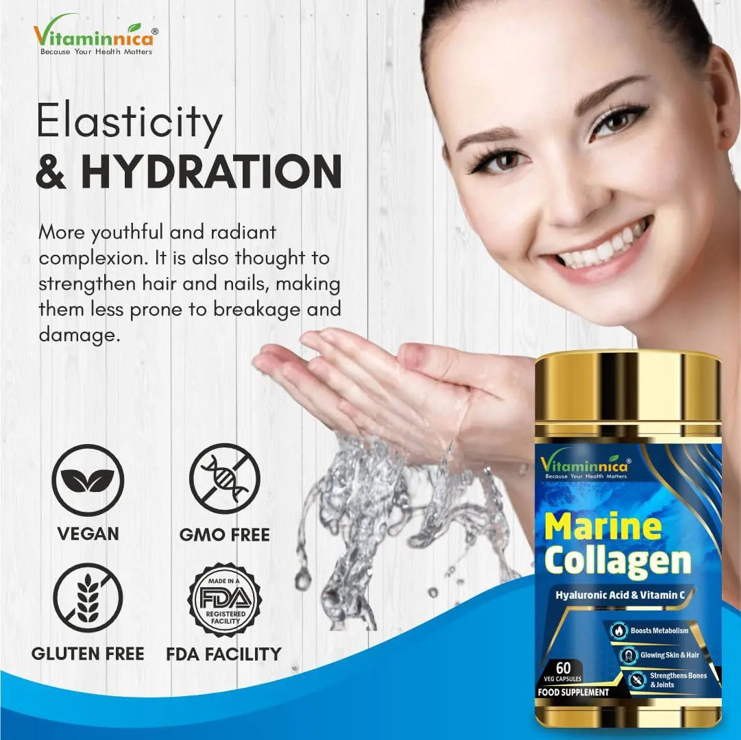 Vitaminnica Marine Collagen Capsules with Hyaluronic Acid & Vitamin C - Skin, Hair, Bones & Joints Vitaminnica Because your Health Matters Au supplements