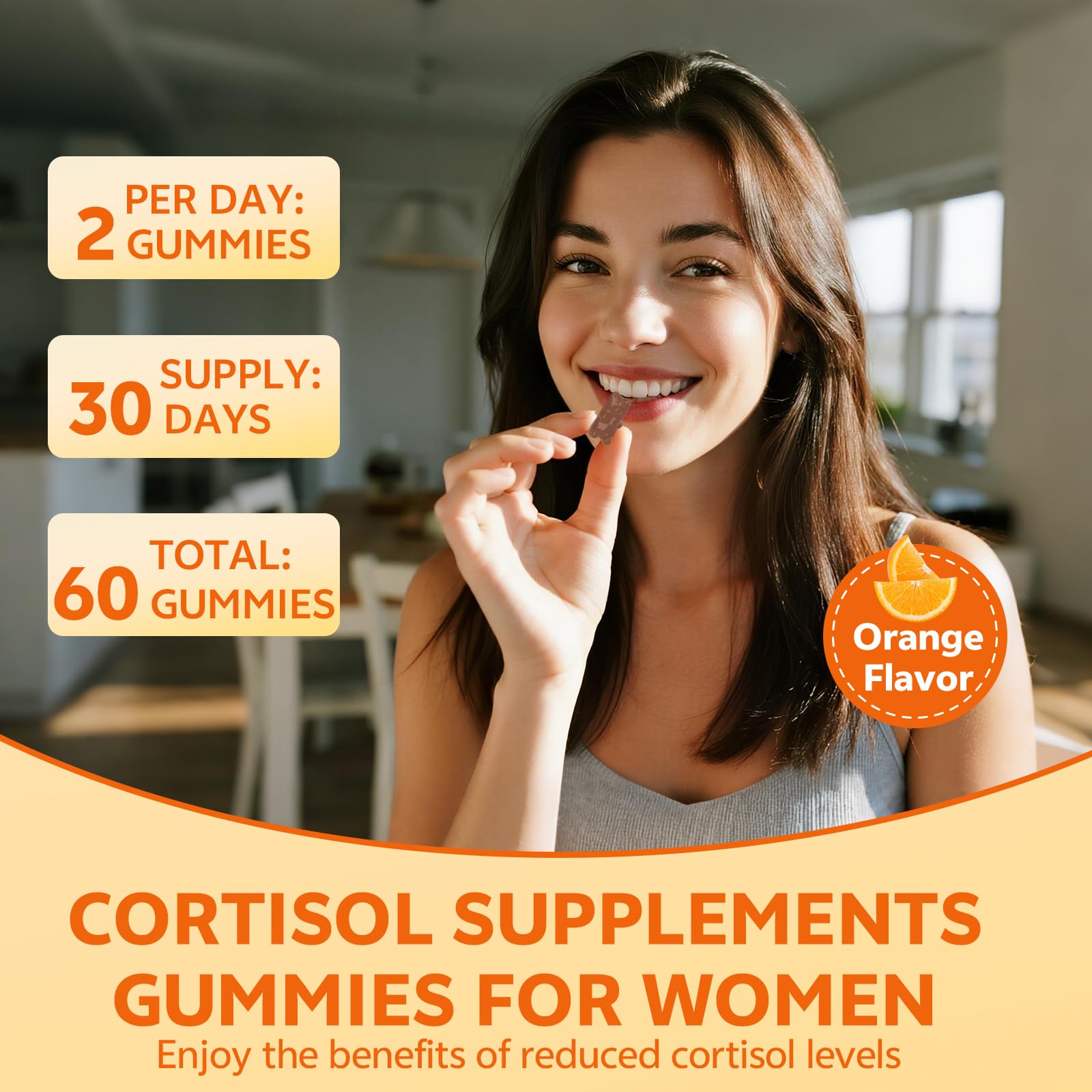 15-in-1 Cortisol Gummies, Cortisol Supplements with Magnesium Glycinate Ashwagandha Rhodiola Rose and L-theanine Complex for Relaxation, Zzz Support and Cortisol Levels, Orange Flavor, 60 Count HUUAYAO Au supplements