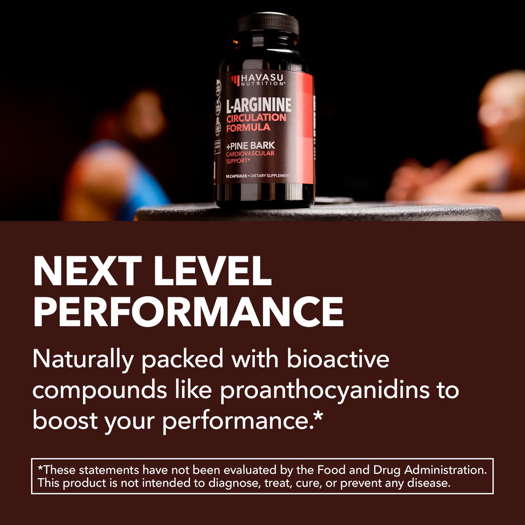 L-Arginine 1800mg and Pine Bark Extract 100mg - Nitric Oxide Supplement for Men - Performance Supplement for Men's Health - 90 Count - Endurance, Recovery Support