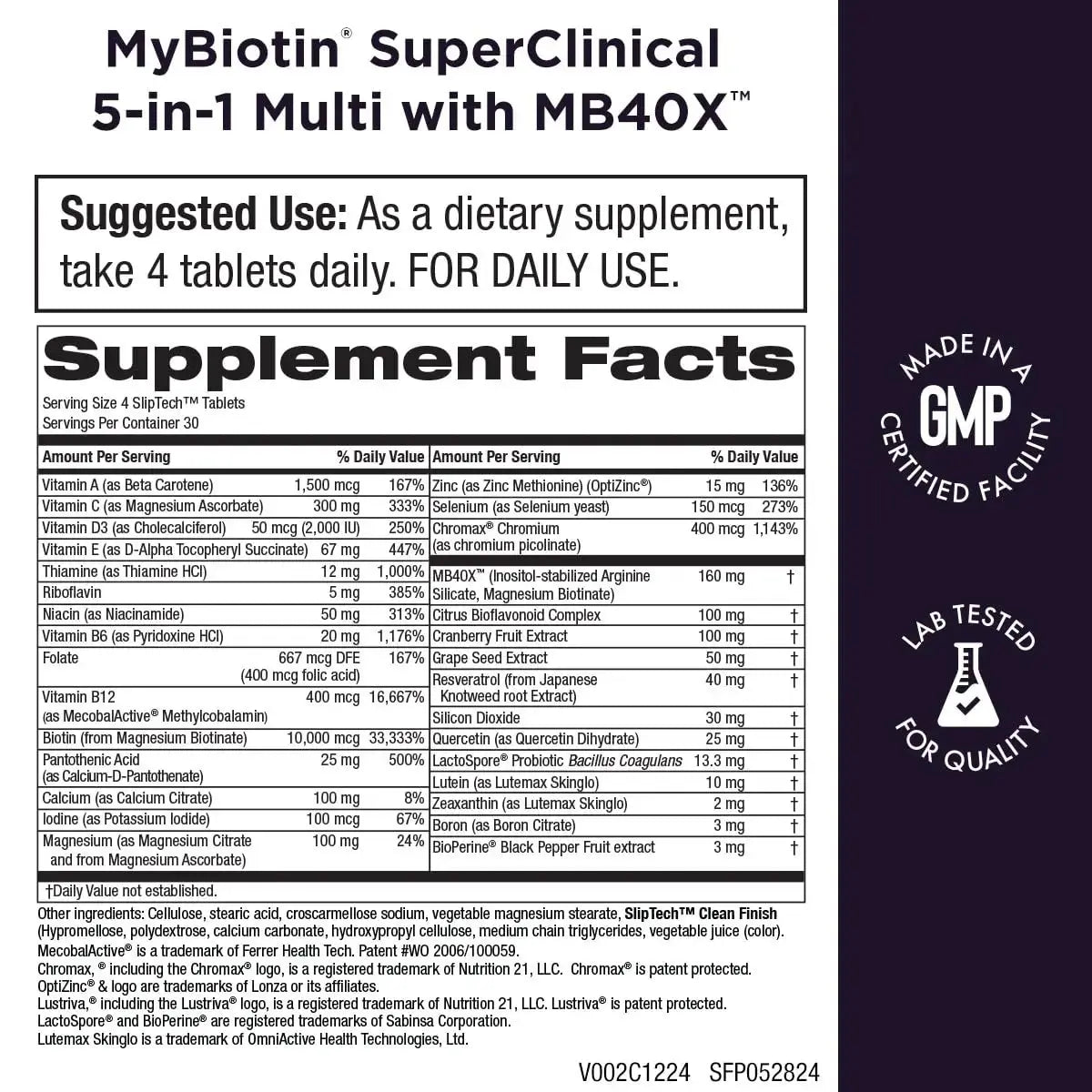 Purity Products MyBiotin SuperClinical New 5-in-1 Elite Multivitamin + MB40X Biotin Matrix Daily Multi - Thicker Hair Starting in 3 Weeks Purity Products Au supplements