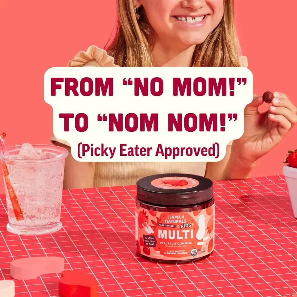 Llama Naturals Kids Multivitamin Gummies | Real Fruit, No Added Sugar Cane | Organic Vegan Toddler Whole Food Vitamins | Llama Naturals Au supplements