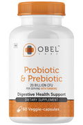 obel Probiotic & Prebiotic Supplement with Turmeric | 20 Billion CFU | 60 Capsules (30 Day Supply) | 4 Strains | Supports Digestion