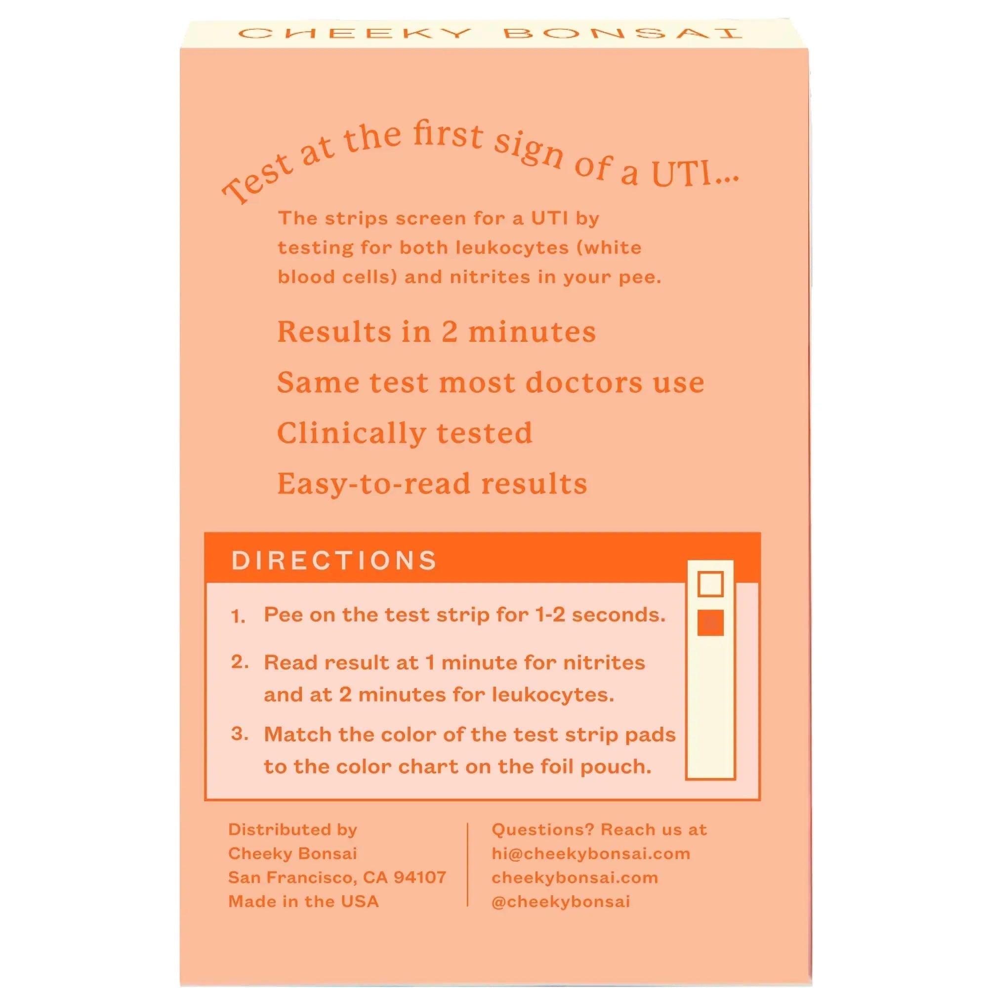 Cheeky Bonsai, Urinary Tract Infection (UTI) Test Strips, Accurate Results in 2 Minutes, Clinically Tested, Same Test Doctors Use, Easy to Read Results, 3 Count Cheeky Bonsai Au supplements