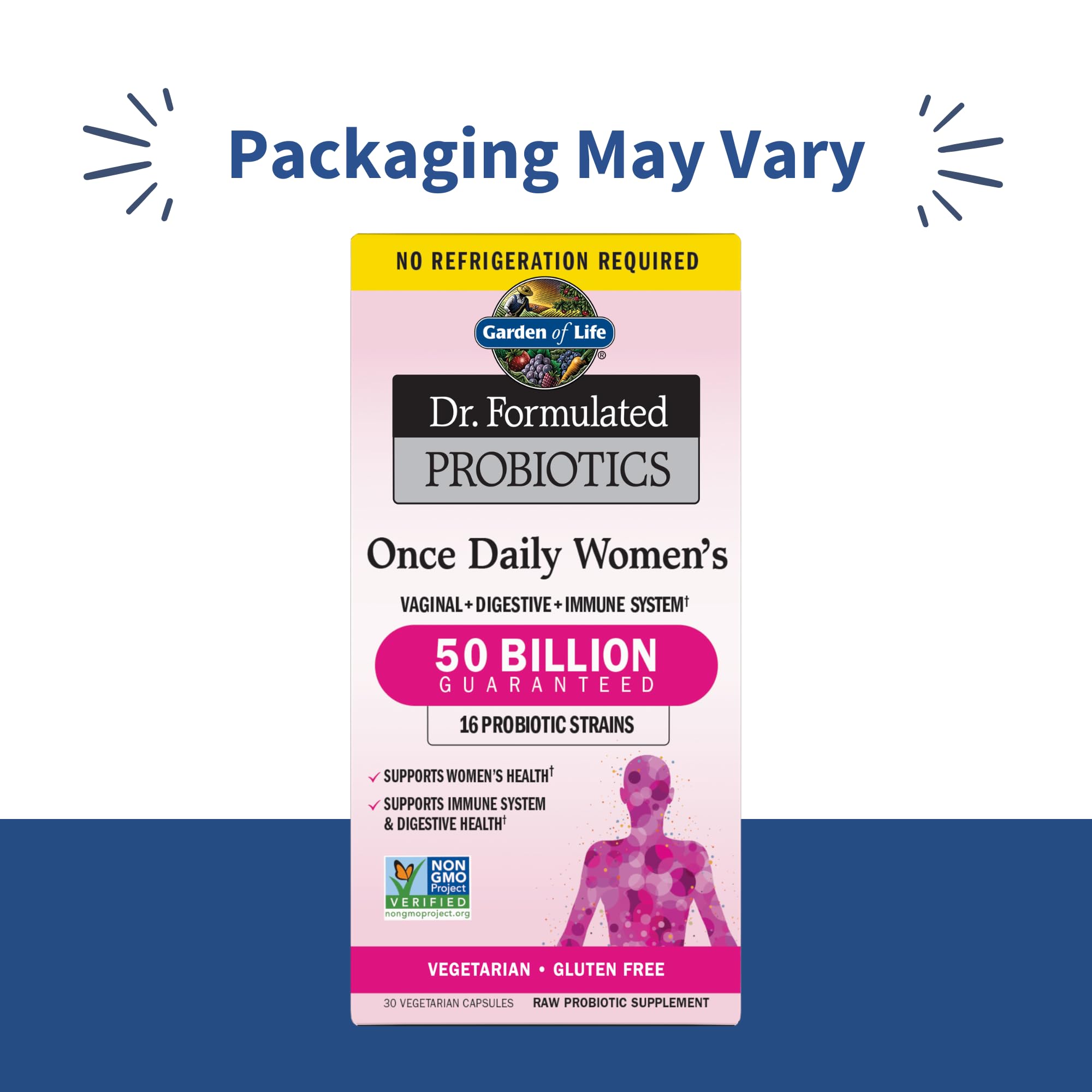 Garden of Life Once Daily Dr. Formulated Probiotics for Women 50 Billion CFU 16 Probiotic Strains with Organic Prebiotics for Digestive, Vaginal & Immune Health