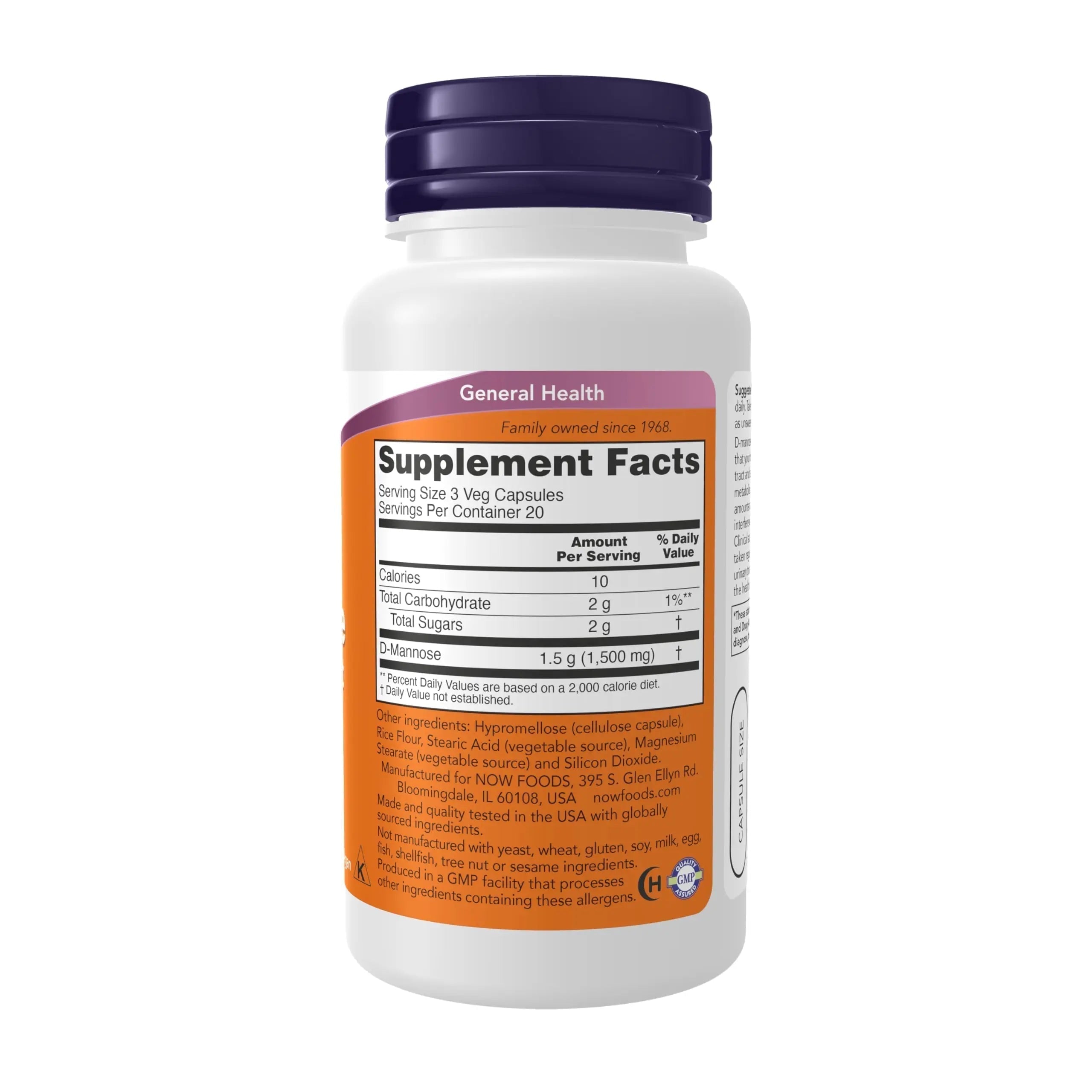 Now Foods Supplements, D-Mannose 500 mg, Non-GMO Project Verified, Healthy Urinary Tract*, 60 Veg Capsules NOW Foods Au supplements