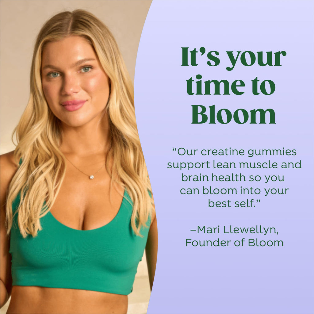 Bloom Creatine Monohydrate Gummies, 5g Per Serving, Sugar Free Creatine Gummy for Workout, Strength, Cognitive Health & Lean Muscle Support