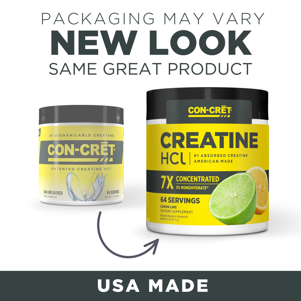 CON-CRET Creatine HCl Powder | Muscle, Cognitive, Cellular Energy Support | No Bloating or Cramps | USA Made & NSF Certified